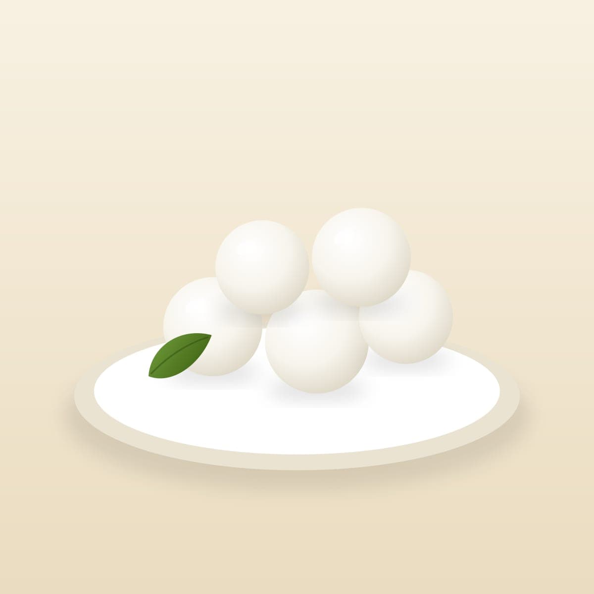 Illustrazione: bocconcini di bufala su un piatto bianco