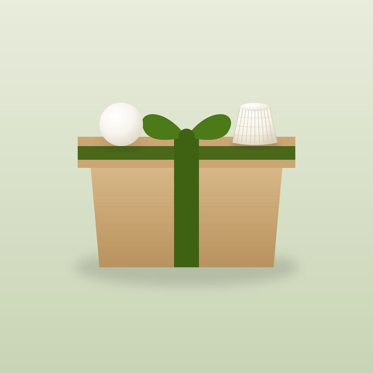 Illustrazione: una scatola regalo con un nastro verde, mozzarella e ricotta